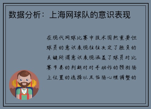 数据分析：上海网球队的意识表现